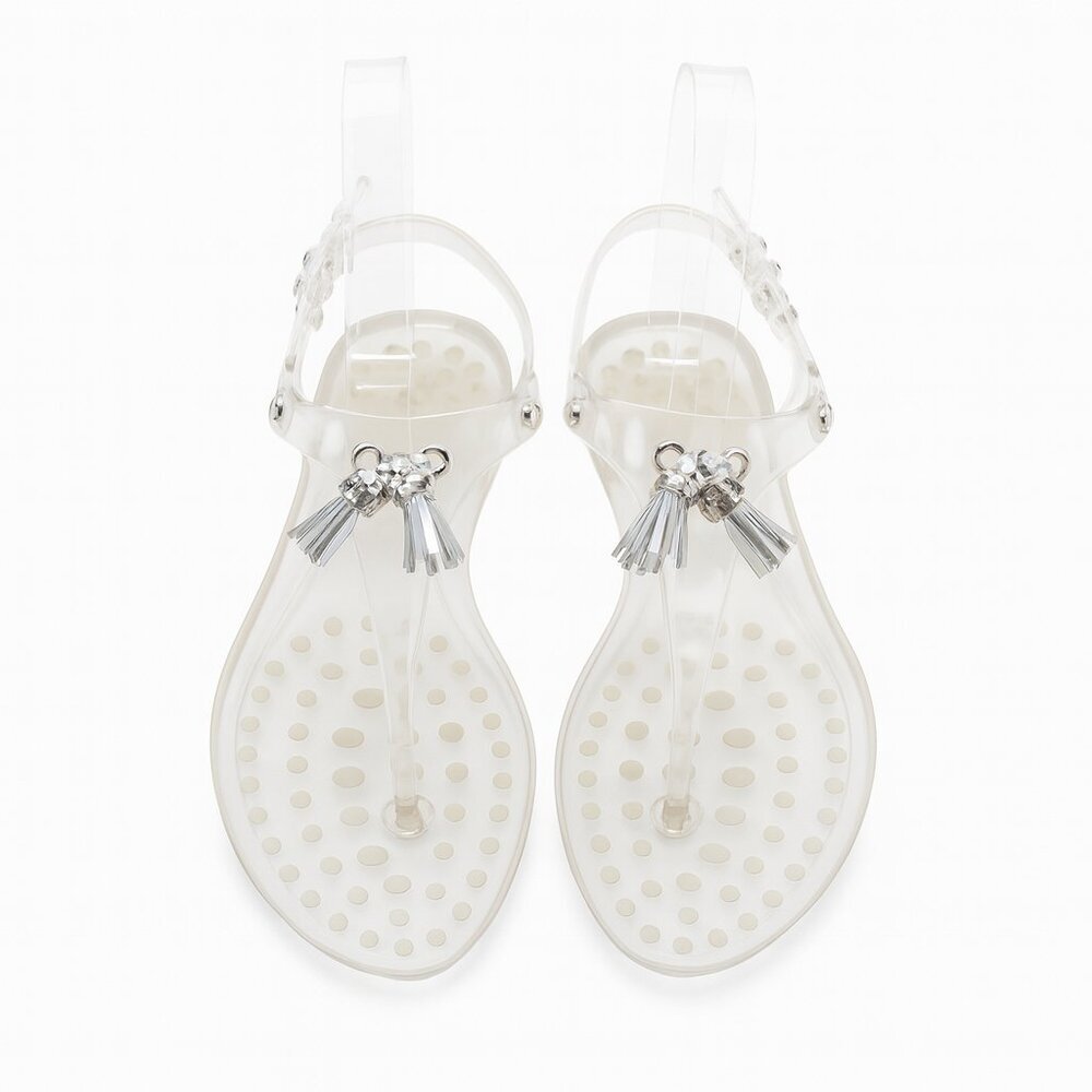 Tod's Clear Jelly Tassel Thong Sandals Size 35 US 5